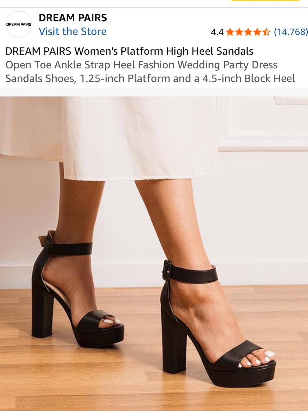 DREAM PAIRS Black Platform Ankle-Strap Block Heel Sandals